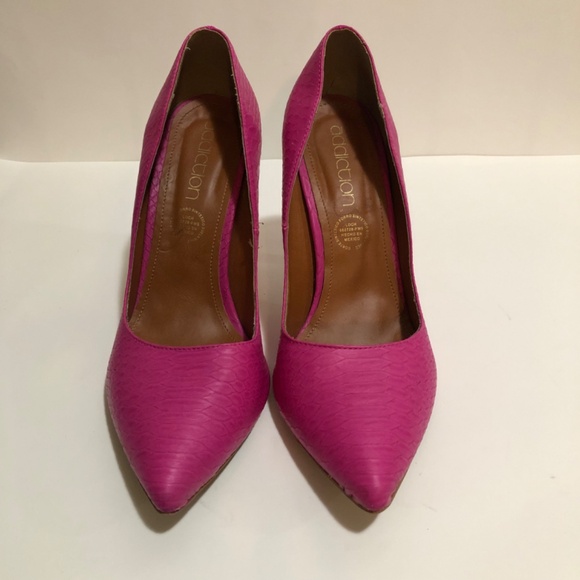 Bright Pink Snake Pattern High Heels - Picture 4 of 9